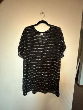 Merona Women's Black and White Dotted V-Neck Swimsuit Cover-Up Tunic